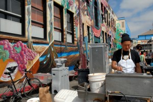 Namu Chef and Co-Owner Dennis Lee cooking at 2011 SF Street Food Festival