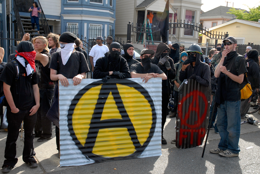 May Day March in Oakland - Anarchy signage