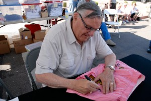 Joe Aarpaio signing pink underwear in Arizona