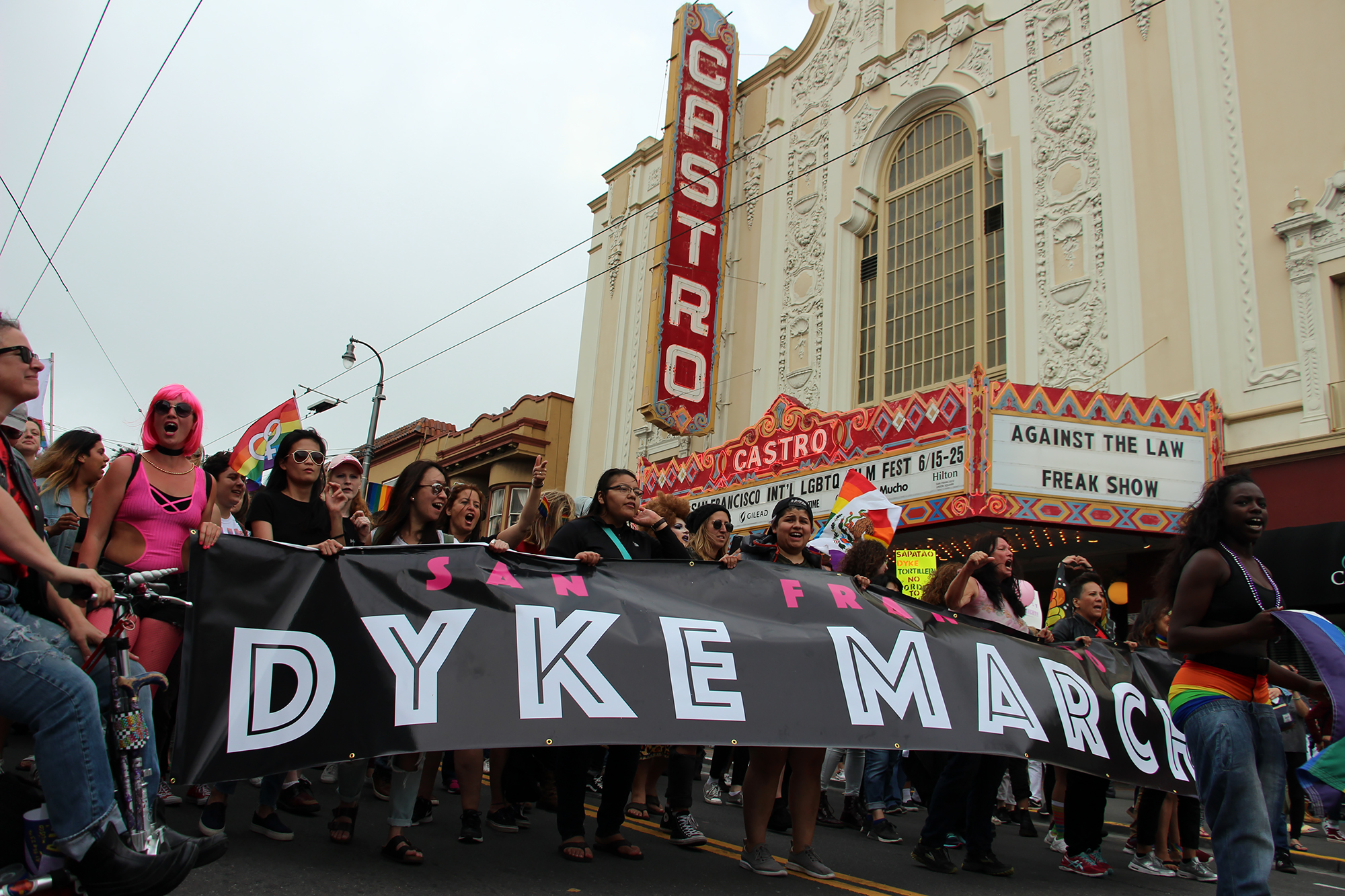 Dyke March makes its way down Castro Street